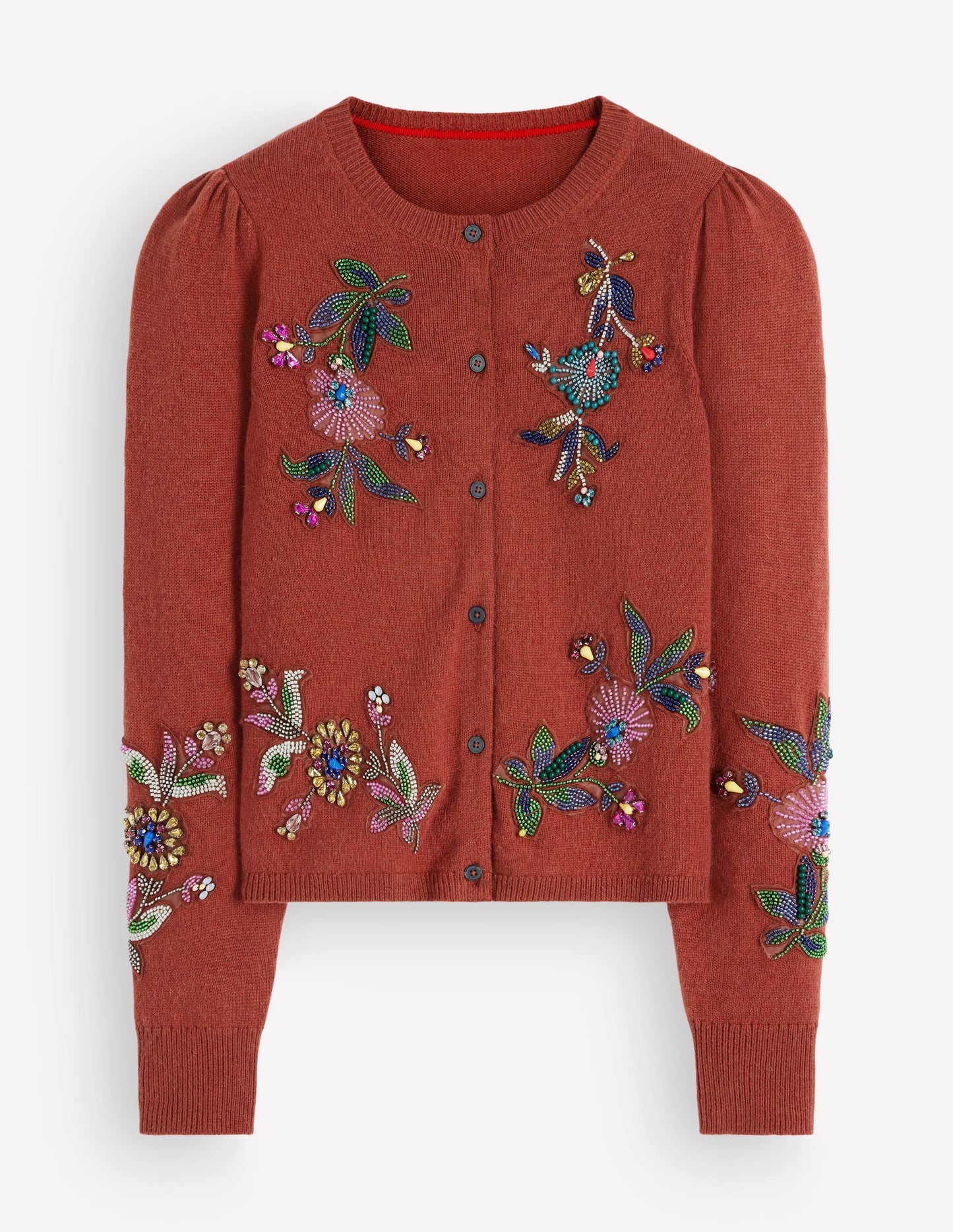 Ria Embellished Knit Cardigan-Gingerbread