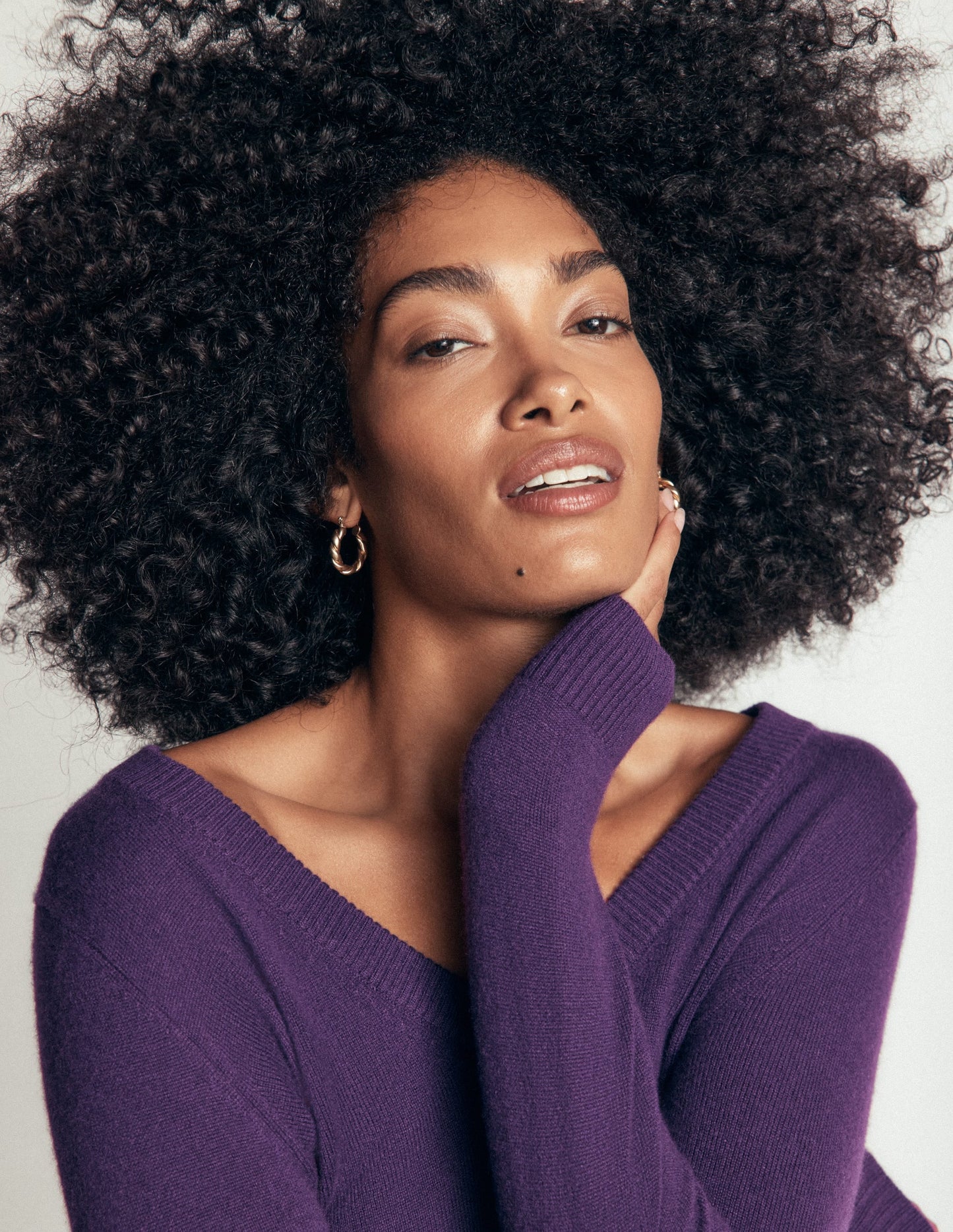 Elsie Cashmere V Neck Jumper-Deep Grape