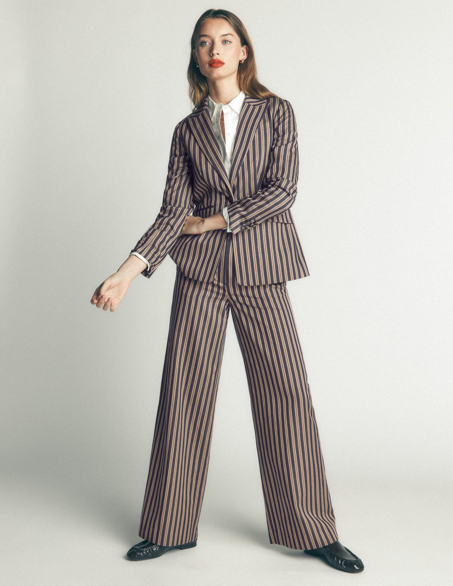 Stamford Tailored Blazer-Navy, Camel Tram Stripe