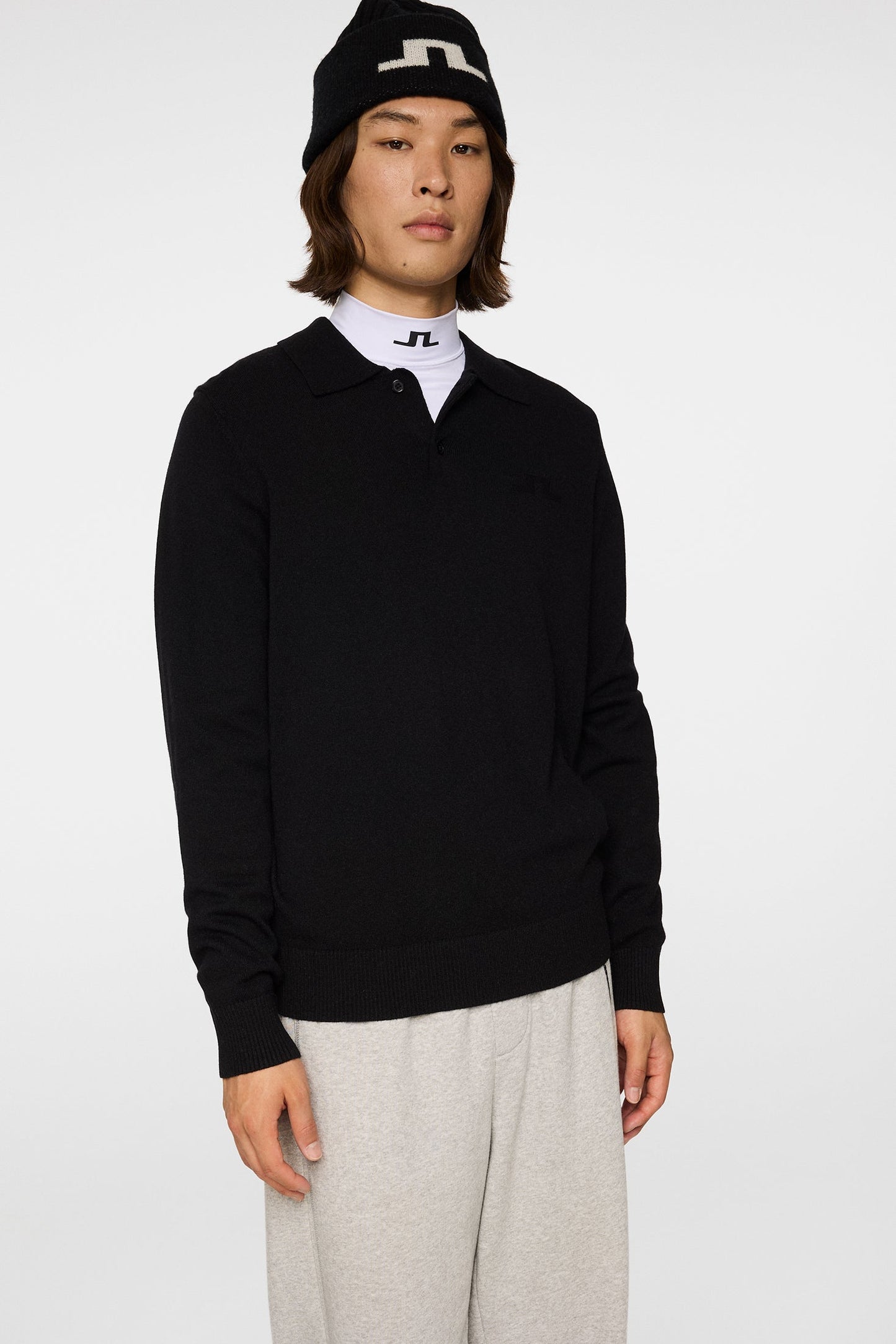 Edgar Knitted Wool Polo / Black