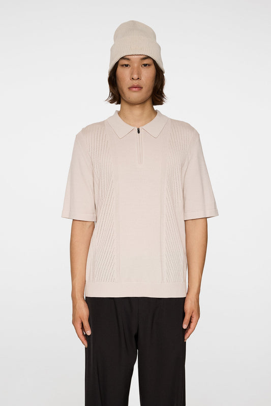 Remy Structure Zip Knit Polo / Moonbeam