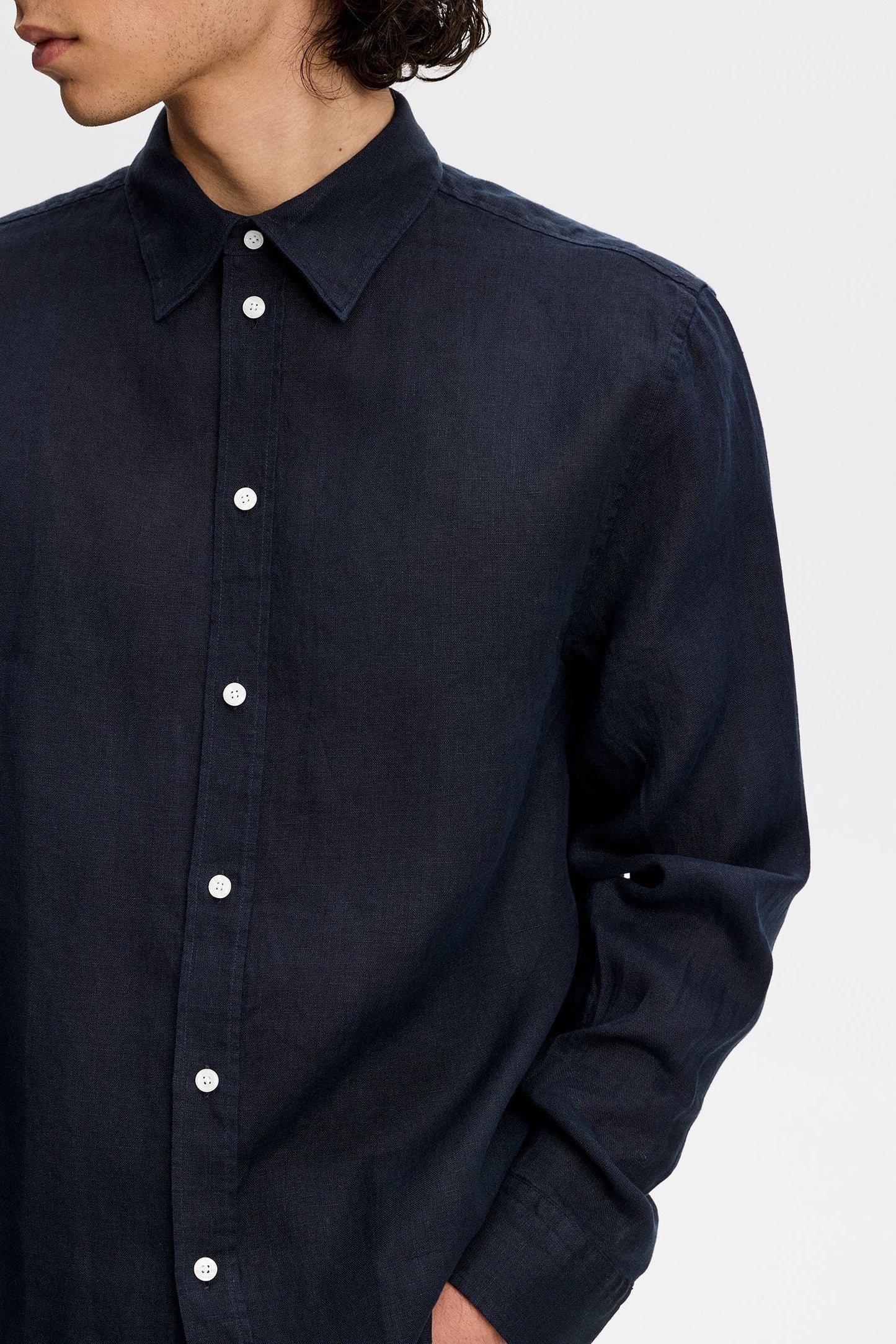 Zachary Clean Linen Shirt / Navy